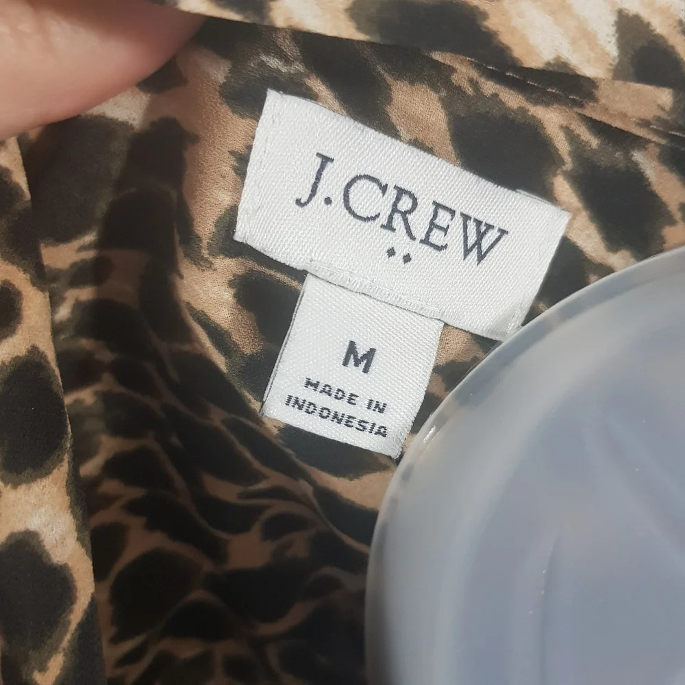 J.Crew Factory Animal Print Neck Tie Business Career Blouse - Picture 8 of 10